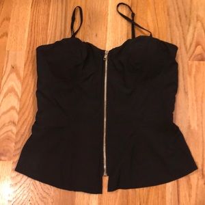 Guess Zip Front Corset Top- Size Large- NWT